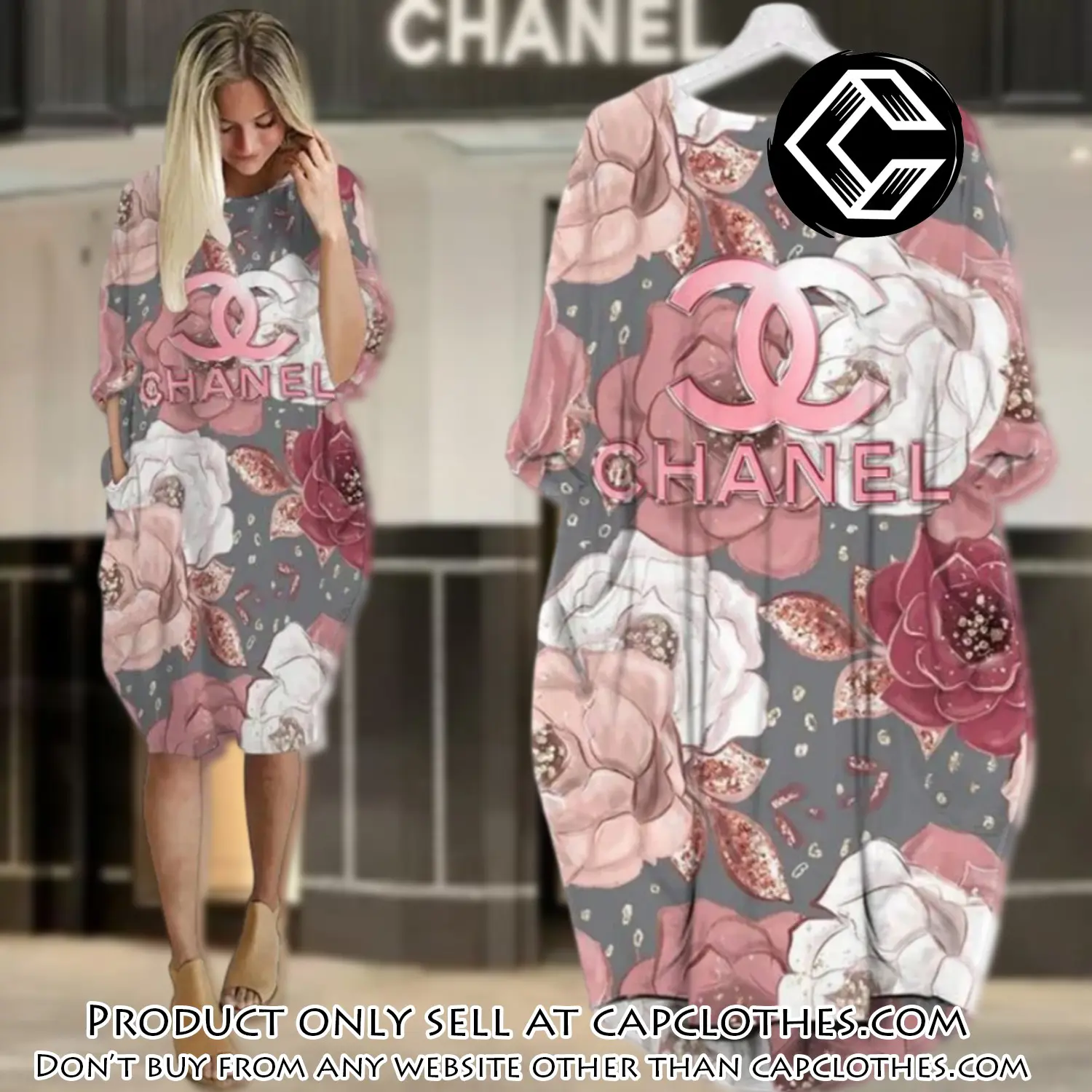 Chanel flower batwing pocket dress luxury brand for women pd079 cc5714960